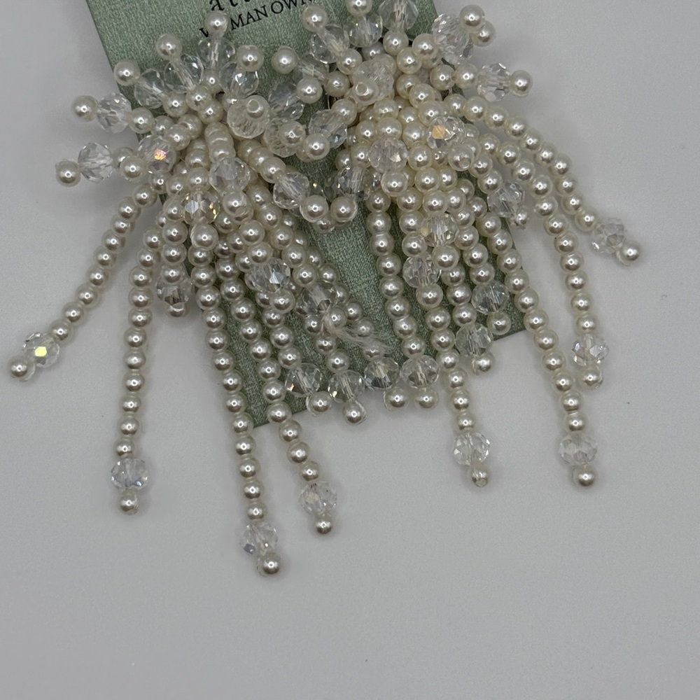 White and Silver Beaded Earrings - Picture 4 of 7